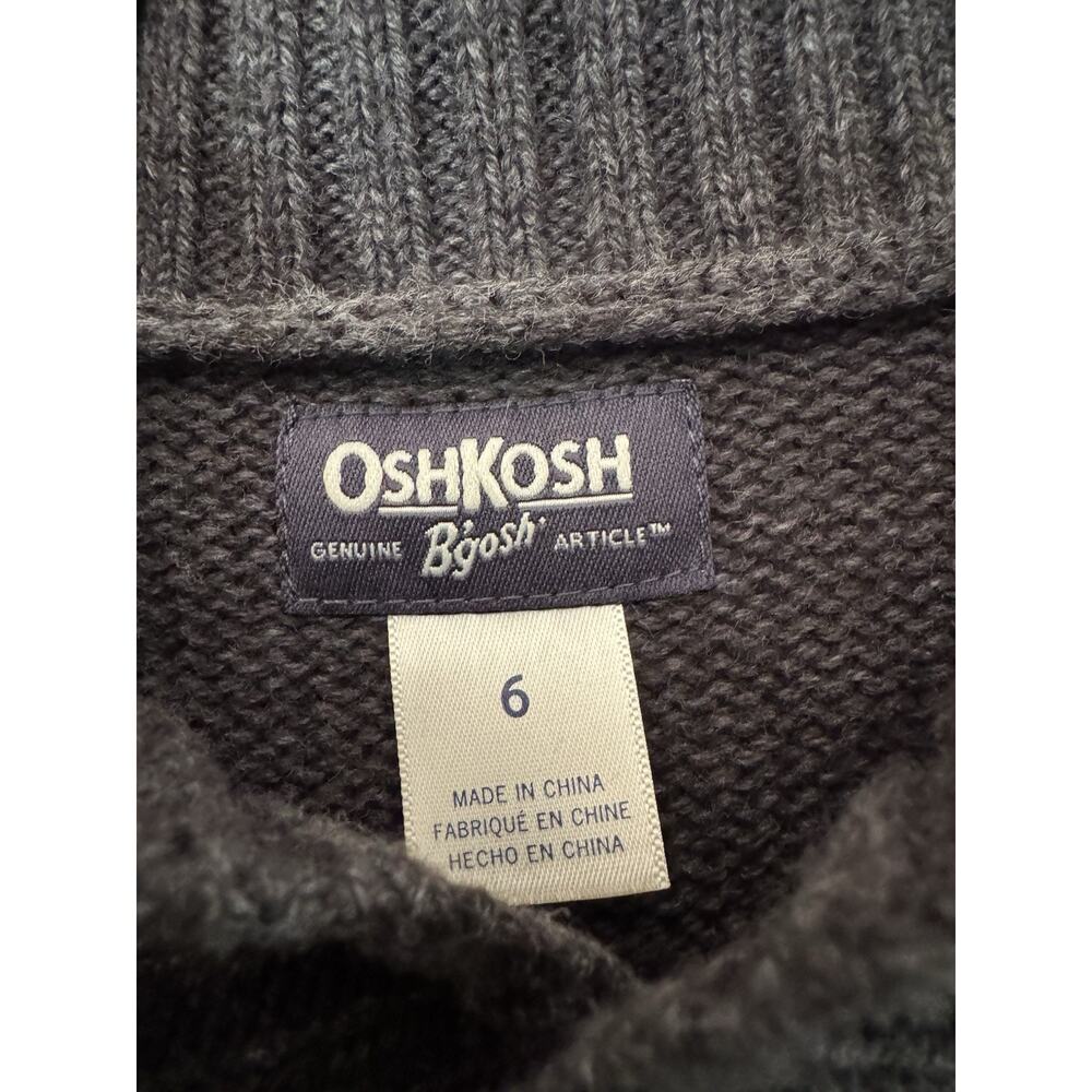 Oshkosh Fair Isle Chunky Knit Shawl Collar Sweater Youth Size 6 Gray - Picture 6 of 7